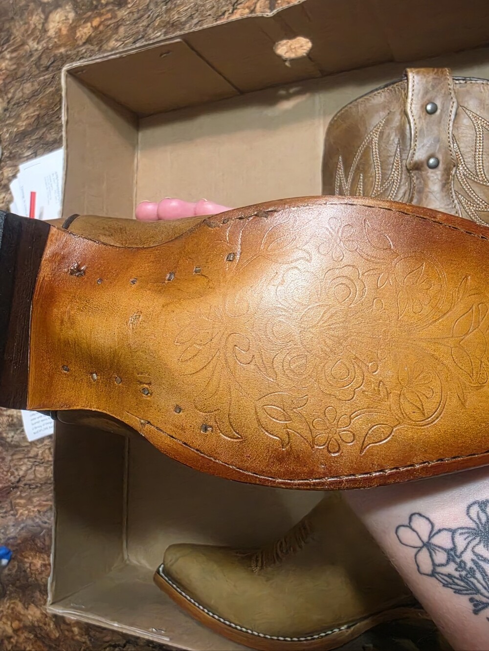 Rock Em Women's Tan Western Heeled Cowboy Boots - Picture 5 of 5